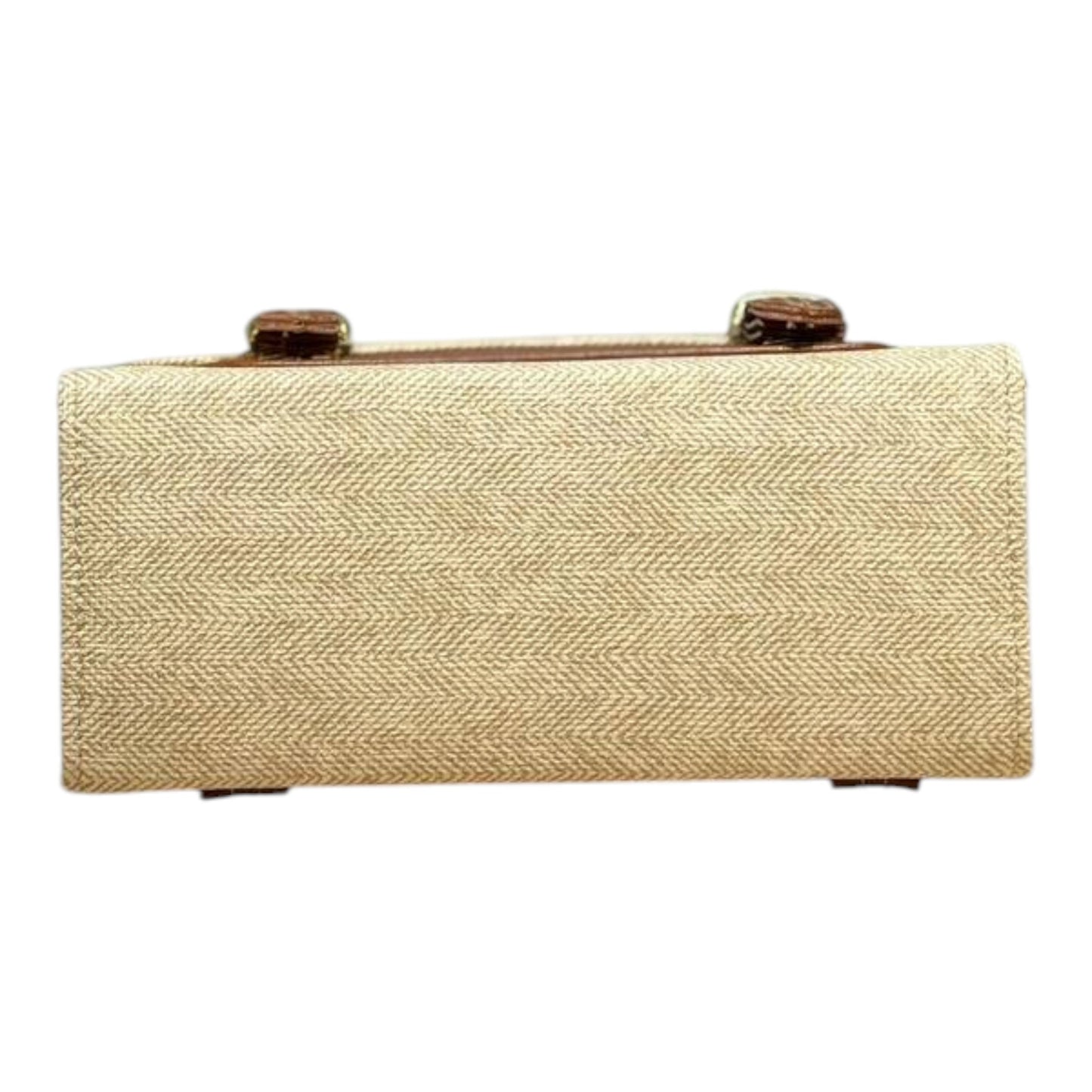 Handmade French-Style Vegan Leather & Canvas Backpack – Natural Beige & Tan (21x 20×10 cm)