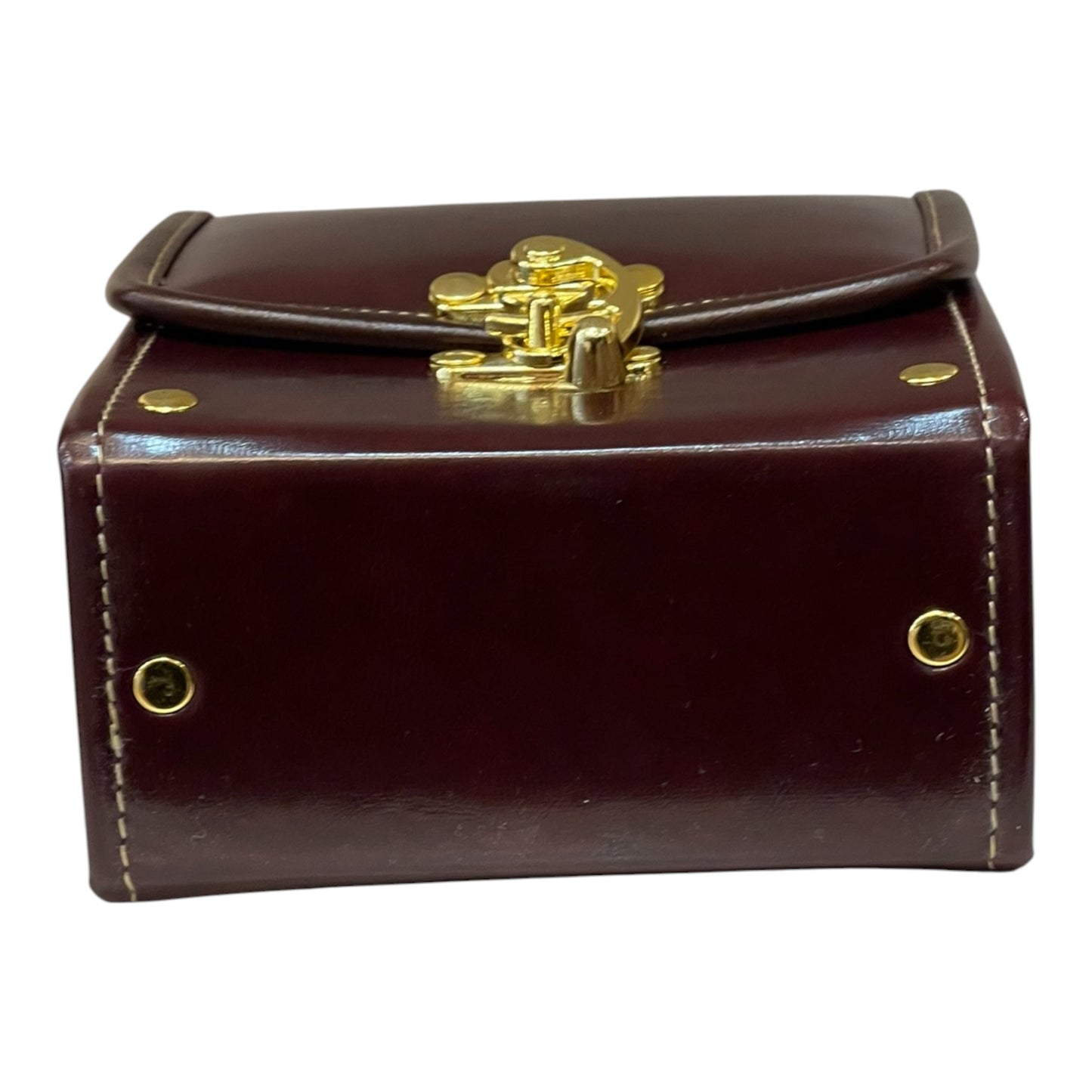 Handmade Vegan Leather Crossbody Bag – Deep Chocolate Brown with Gold Hardware (16x14x8 cm)