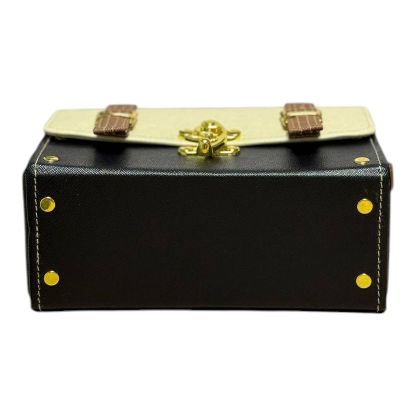 Handmade Two-Tone Vegan Leather Box Bag – Structured Mini Satchel (21×15×9 cm)