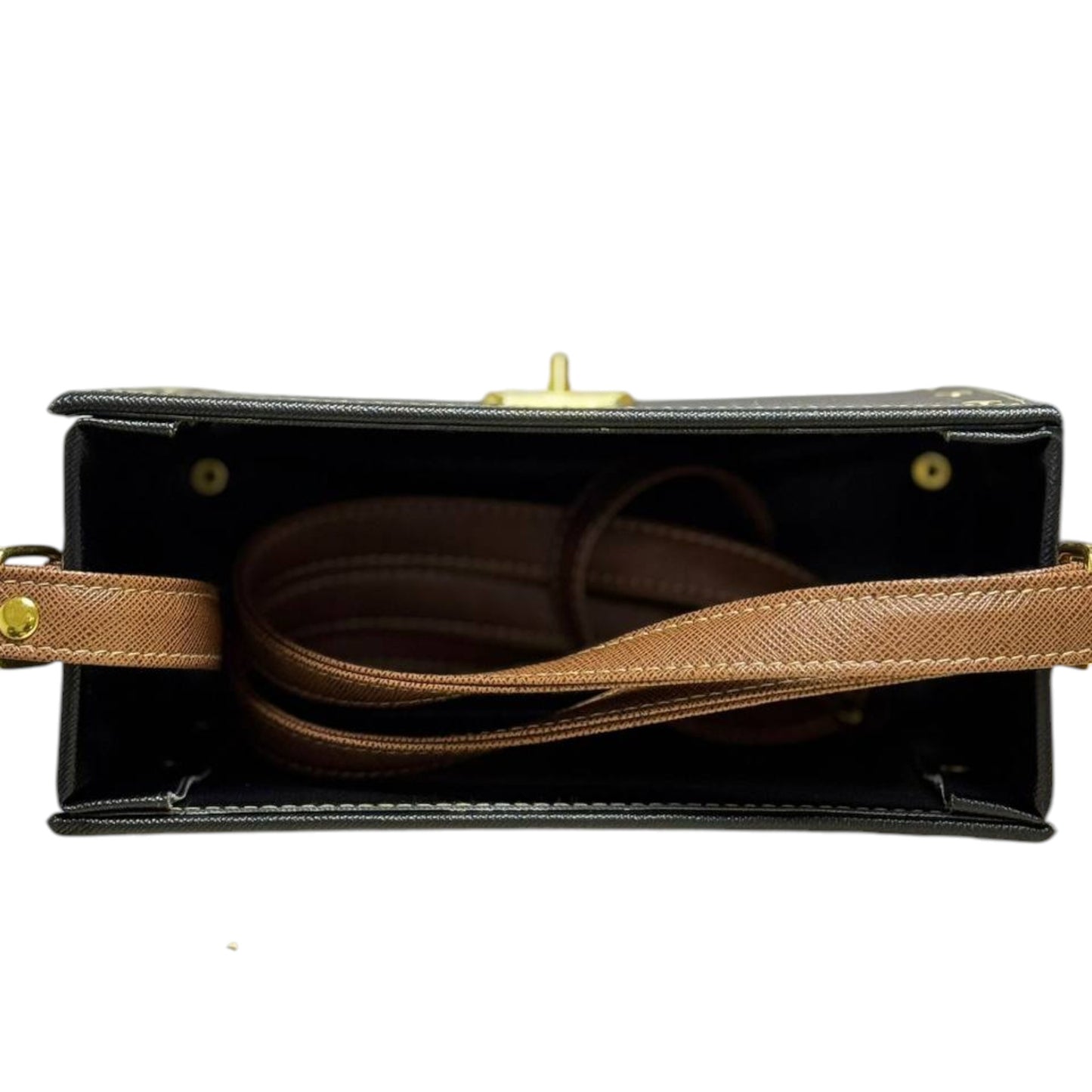 Handmade Two-Tone Vegan Leather Box Bag – Structured Mini Satchel (21×15×9 cm)