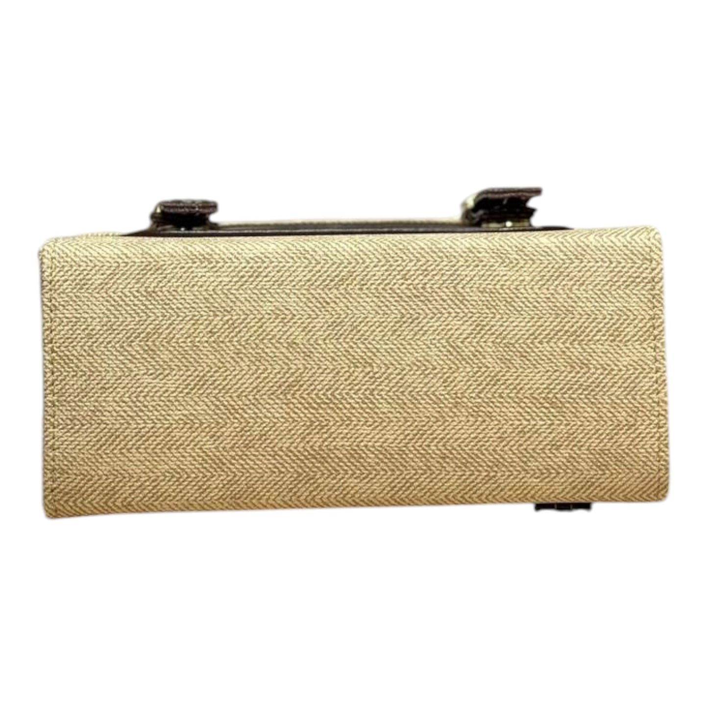 Handmade French-Style Vegan Leather & Canvas Backpack – Beige & Dark Brown (21x 20×10 cm)