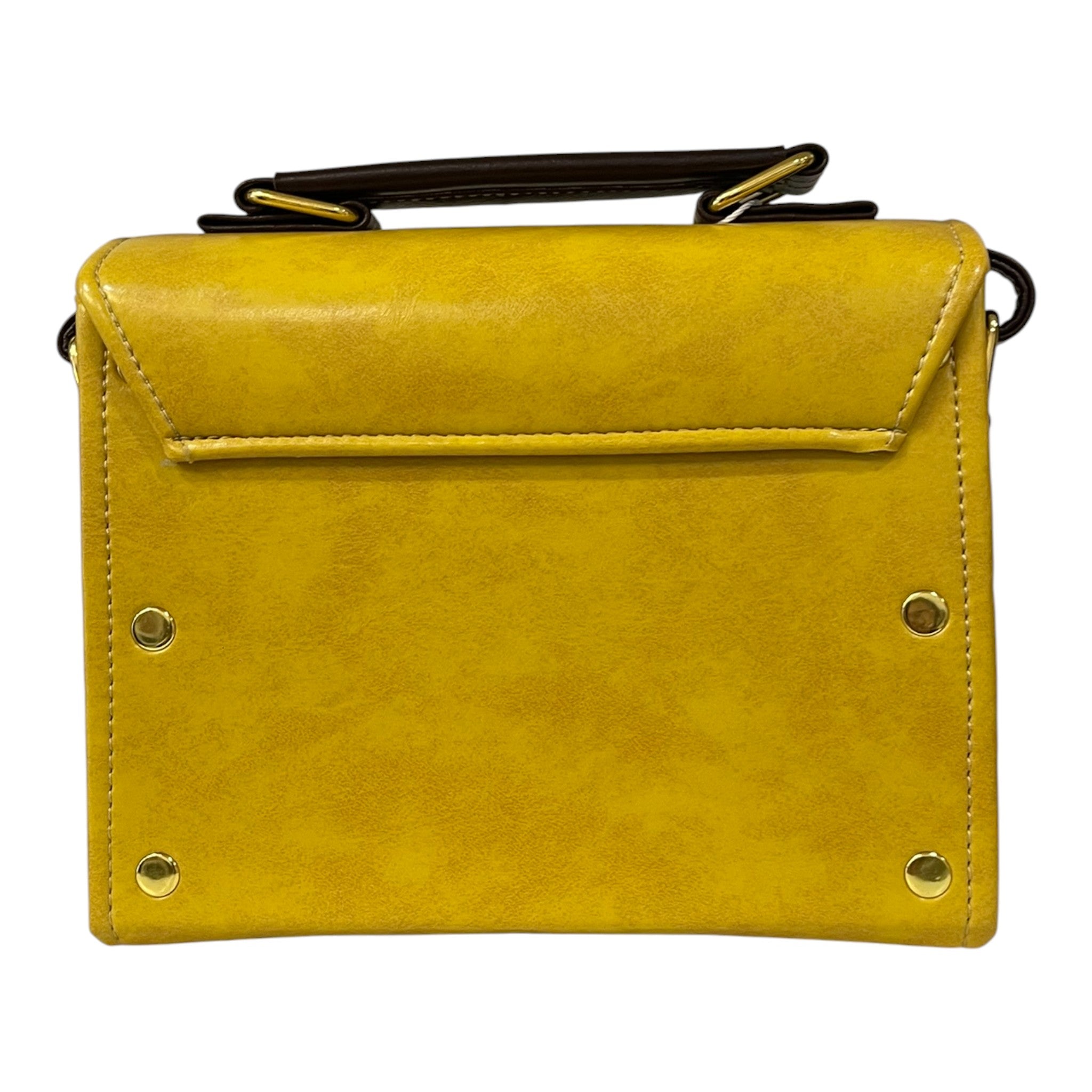 Handmade Vegan Leather Satchel – Mustard Yellow & Dark Brown