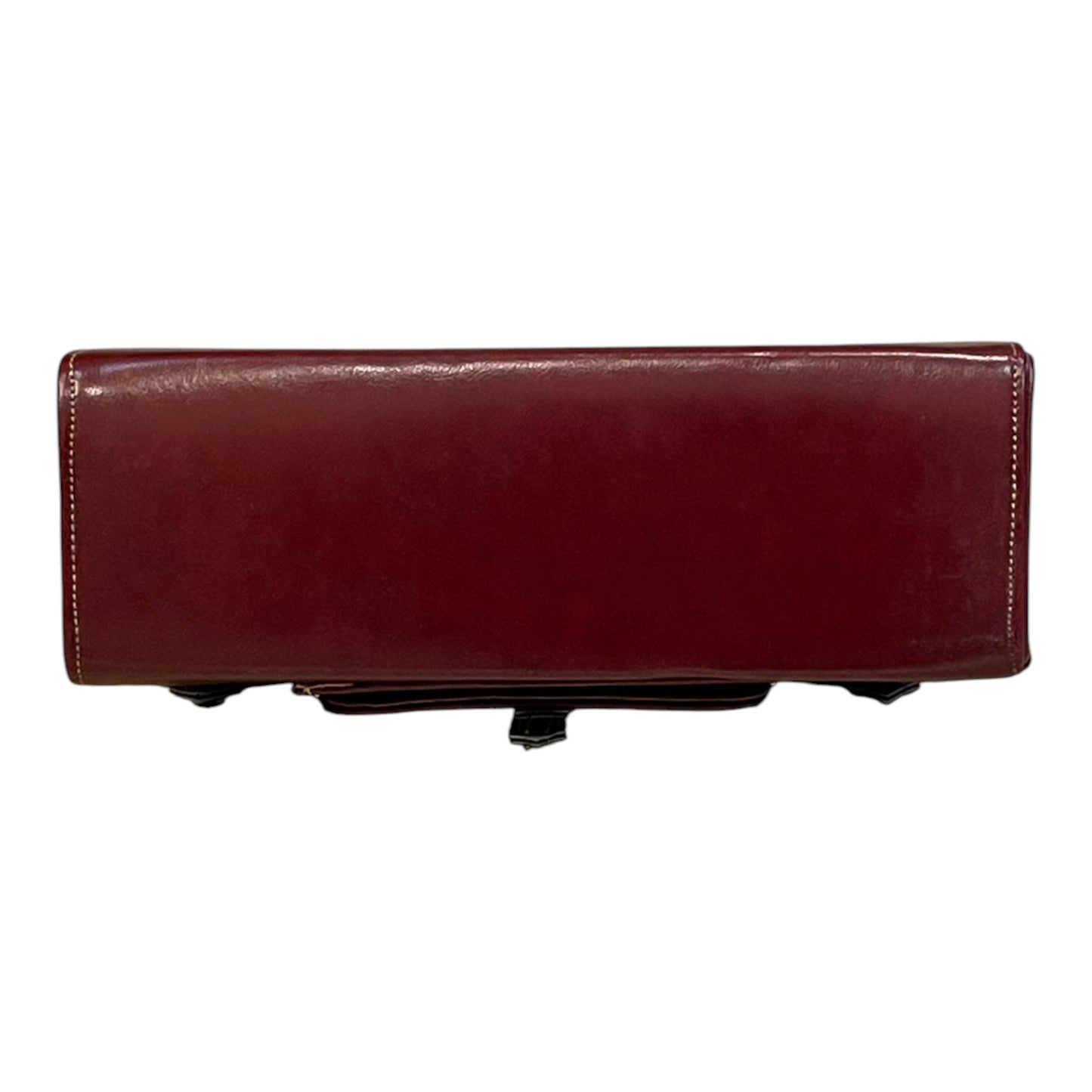 Handmade Vegan Leather Satchel – Burgundy & Navy Classic Bag with Gold Accents (23x17x10 cm)