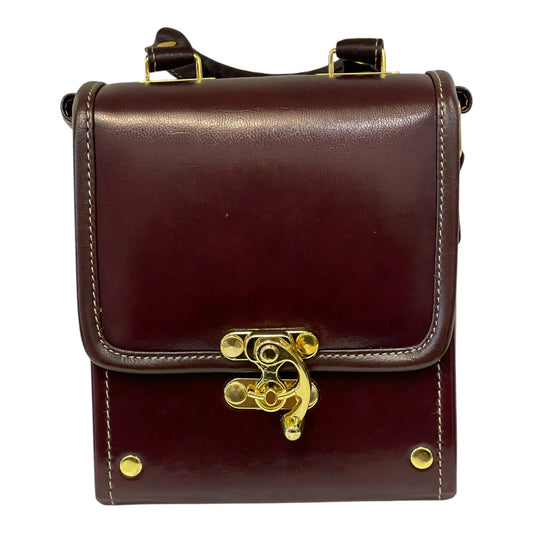 Handmade Vegan Leather Crossbody Bag – Deep Chocolate Brown with Gold Hardware (16x14x8 cm)