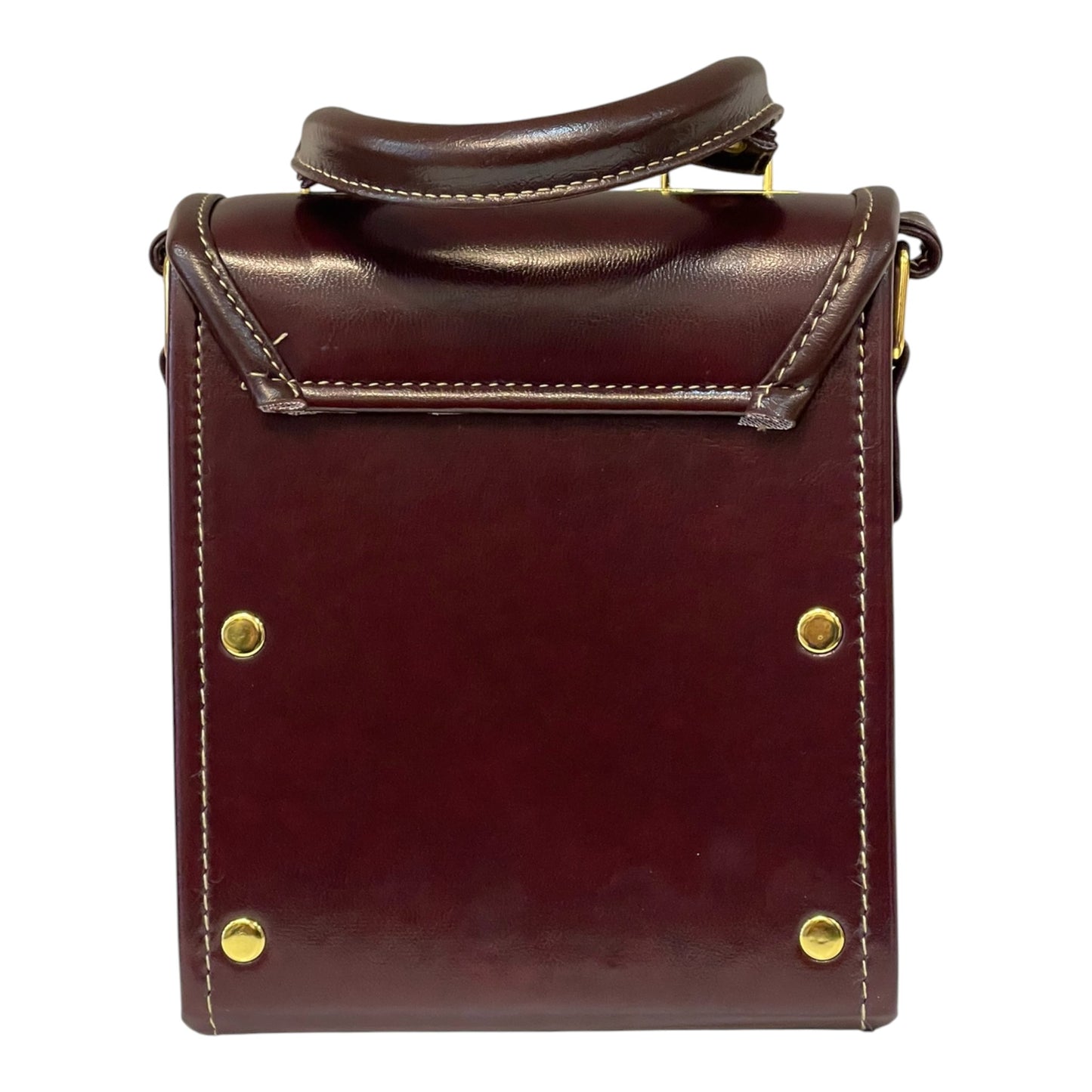 Handmade Vegan Leather Crossbody Bag – Deep Chocolate Brown with Gold Hardware (16x14x8 cm)