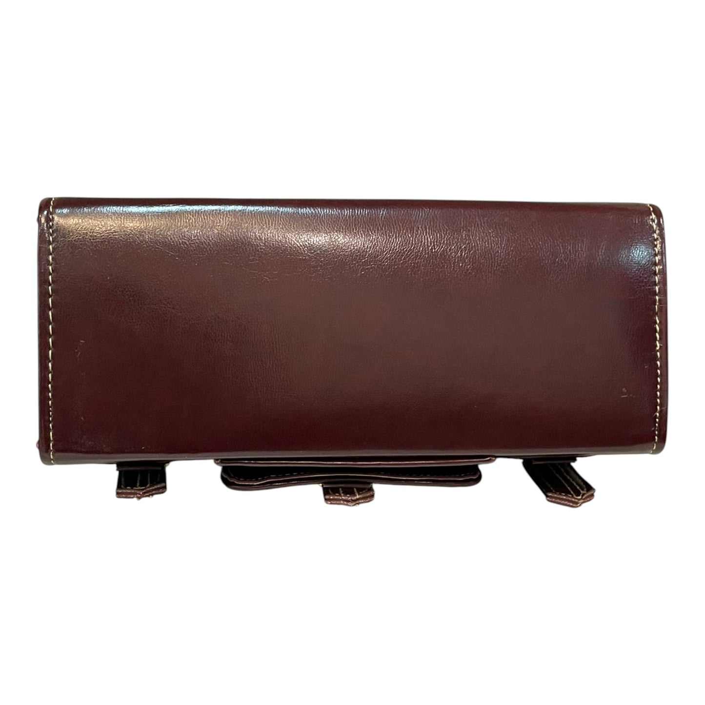 Handmade Vegan Leather Satchel – Deep Brown Classic Bag with Gold Buckles (23x17x10 cm)